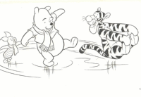A coloring page of winnie the pooh - group